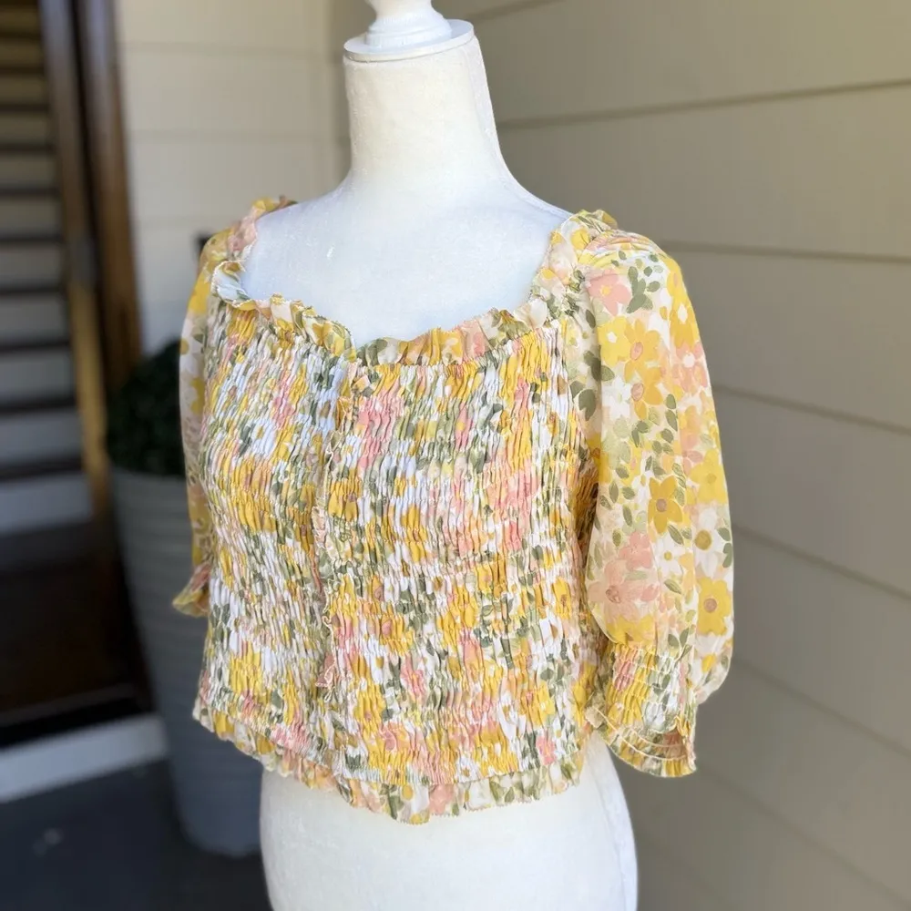 ASTR  The label Floral Shirred Half Sleeves Women Top Size: XL $65 - Image 8