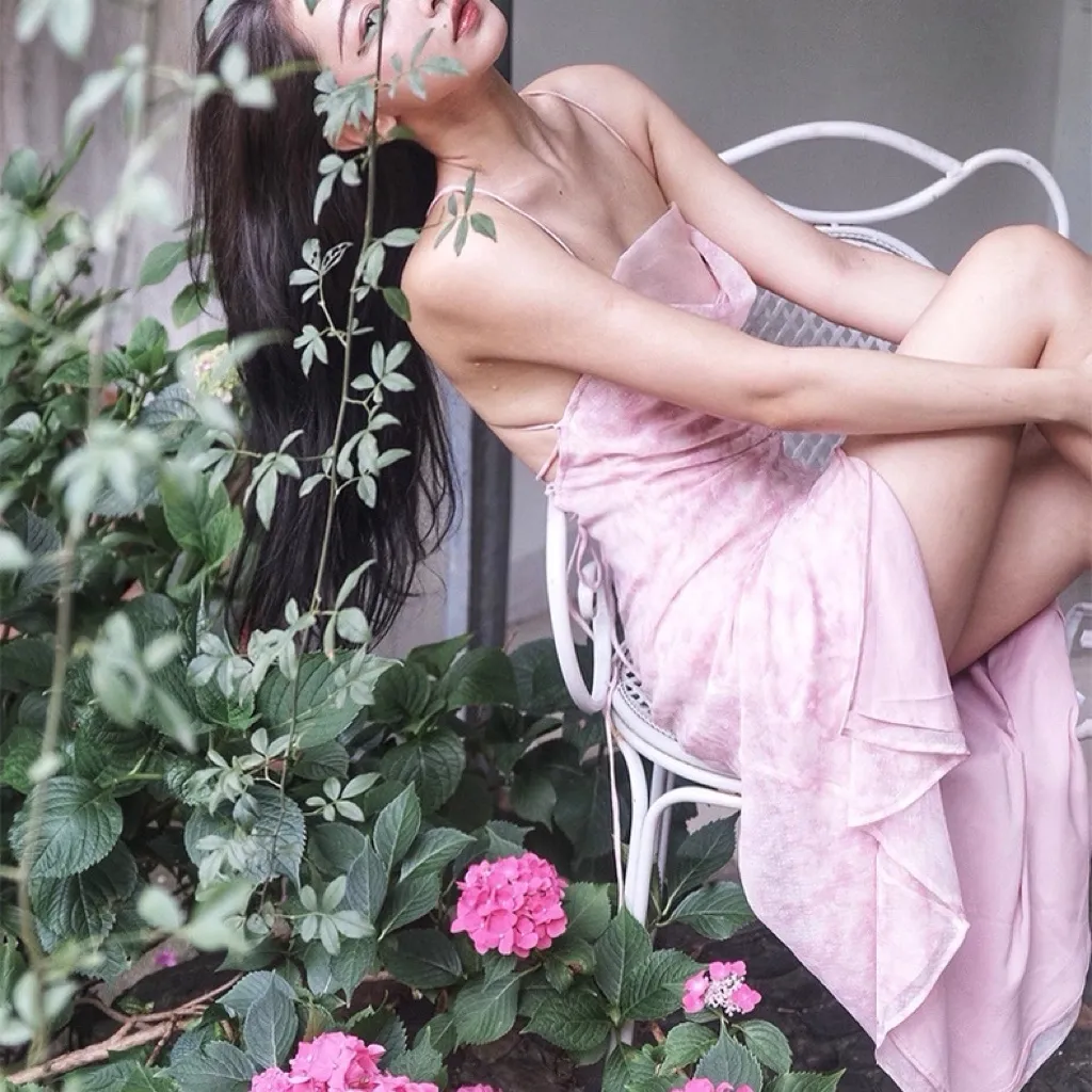 Pink Starry Cloud Cowl Neckline Dress - Image 3