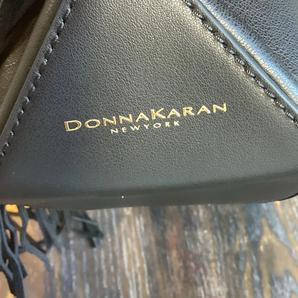 Donna Karan Belmore Small Black Leather Fringe Shoulder Bag - Image 4