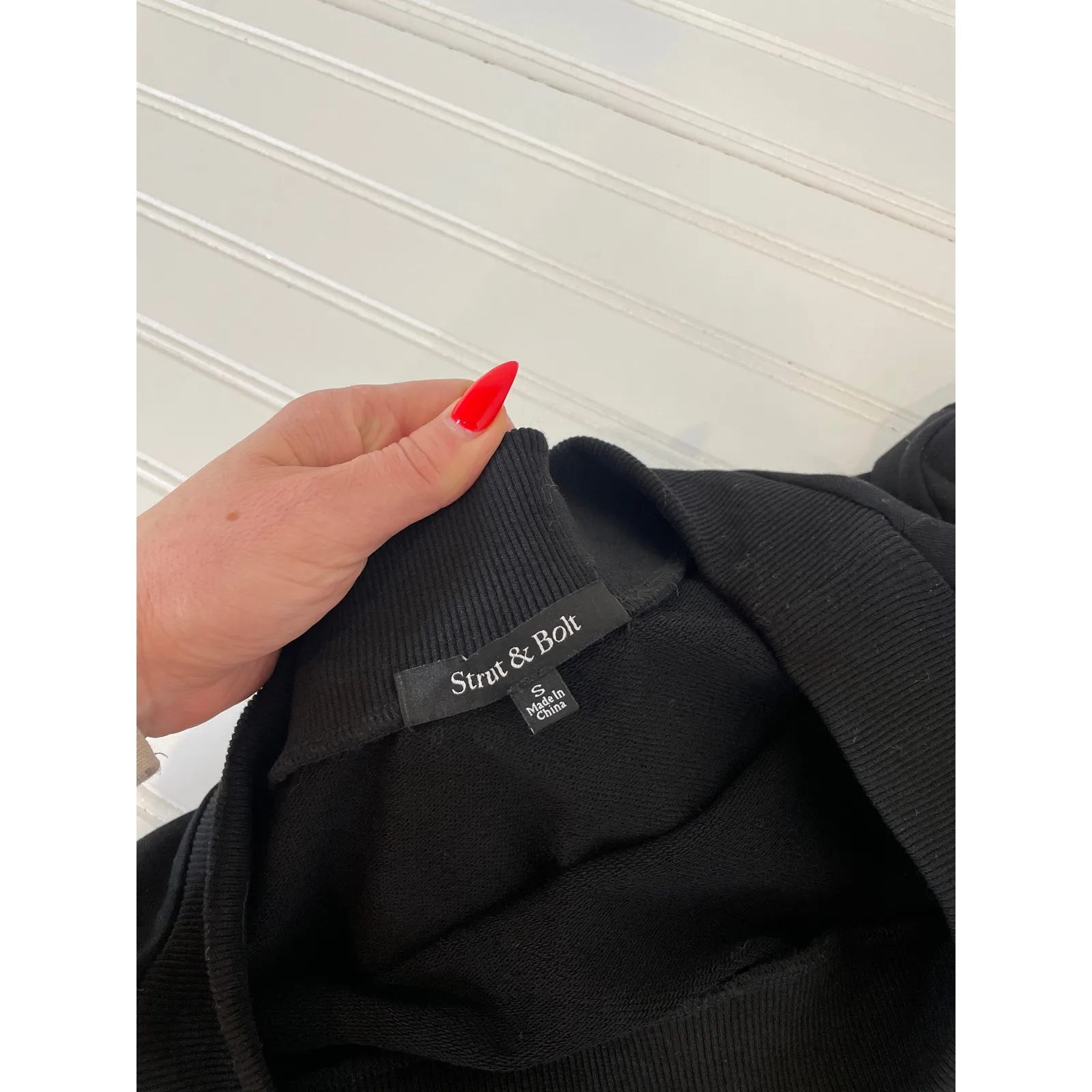 Strut & Bolt Mini Pencil Dress Womens Size S Black Off the Shoulder Long Sleeve - Image 4