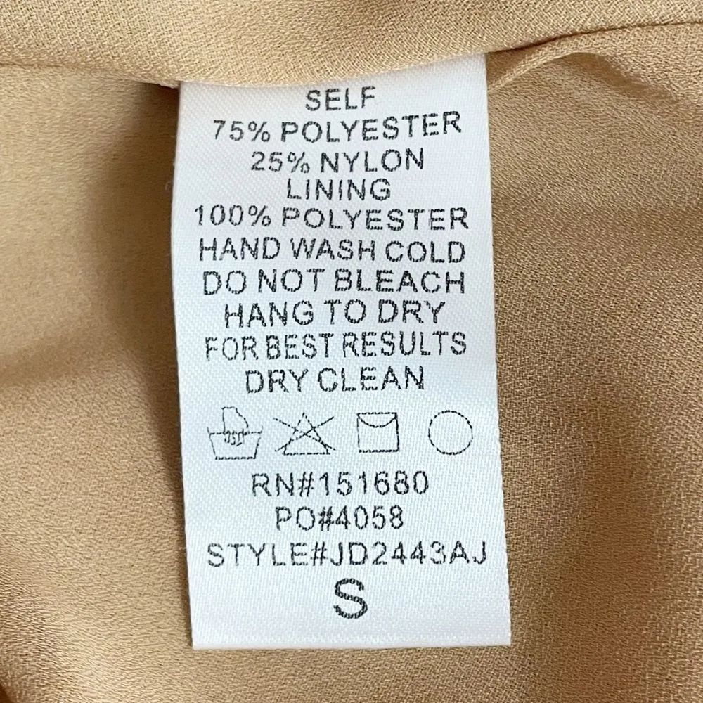 Storia Puff Sleeve Mini Babydoll Dress Tan Floral Textured Square Neck Sz Small - Image 10