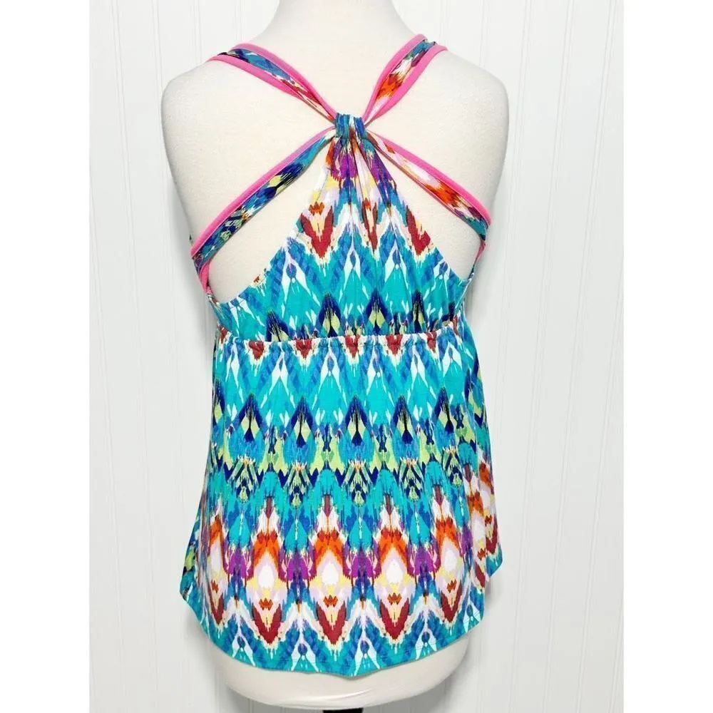Pink Republic Womens Geometric‎ Racerback Top Sleeveless Blue Pink Size Medium - Image 3