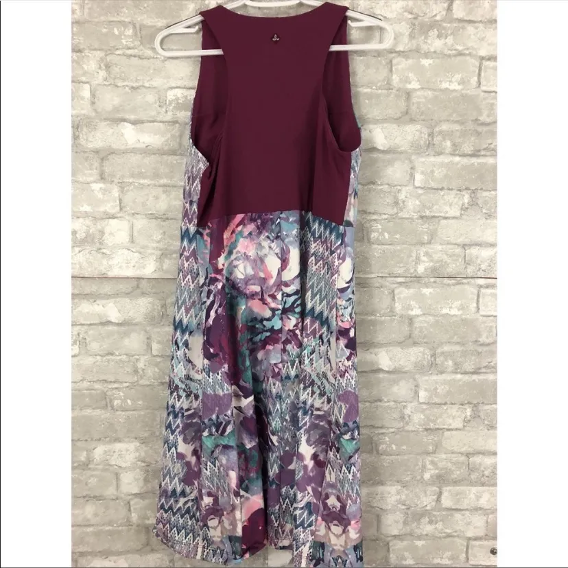 Prana Ariel Sangria Garden Purple Racerback Floral Athletic Dress Size XL - Image 4