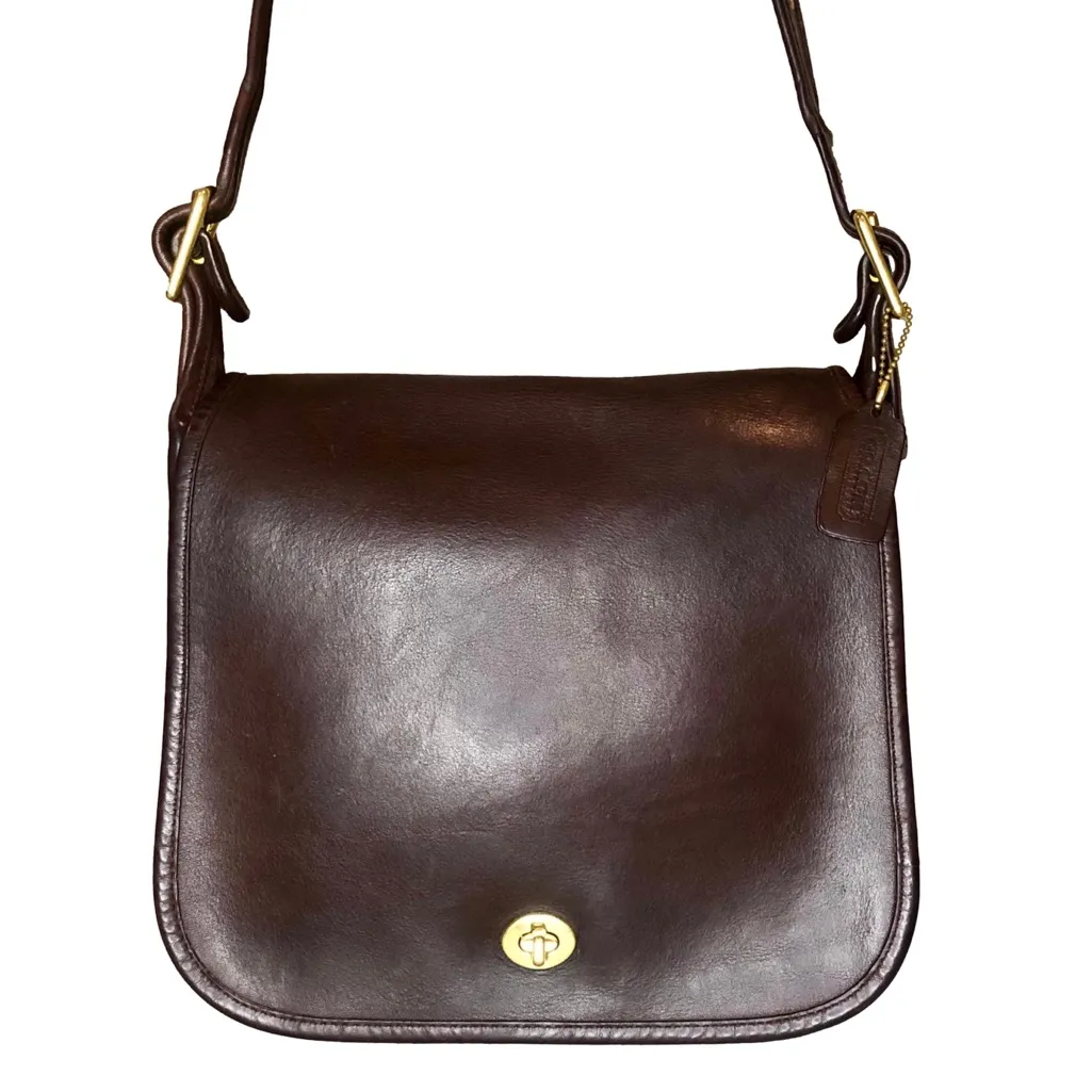 Vintage COACH Stewardess Mahogany Glove Tanned Turn Lock Bag NYC USA COA 9525 - Image 2