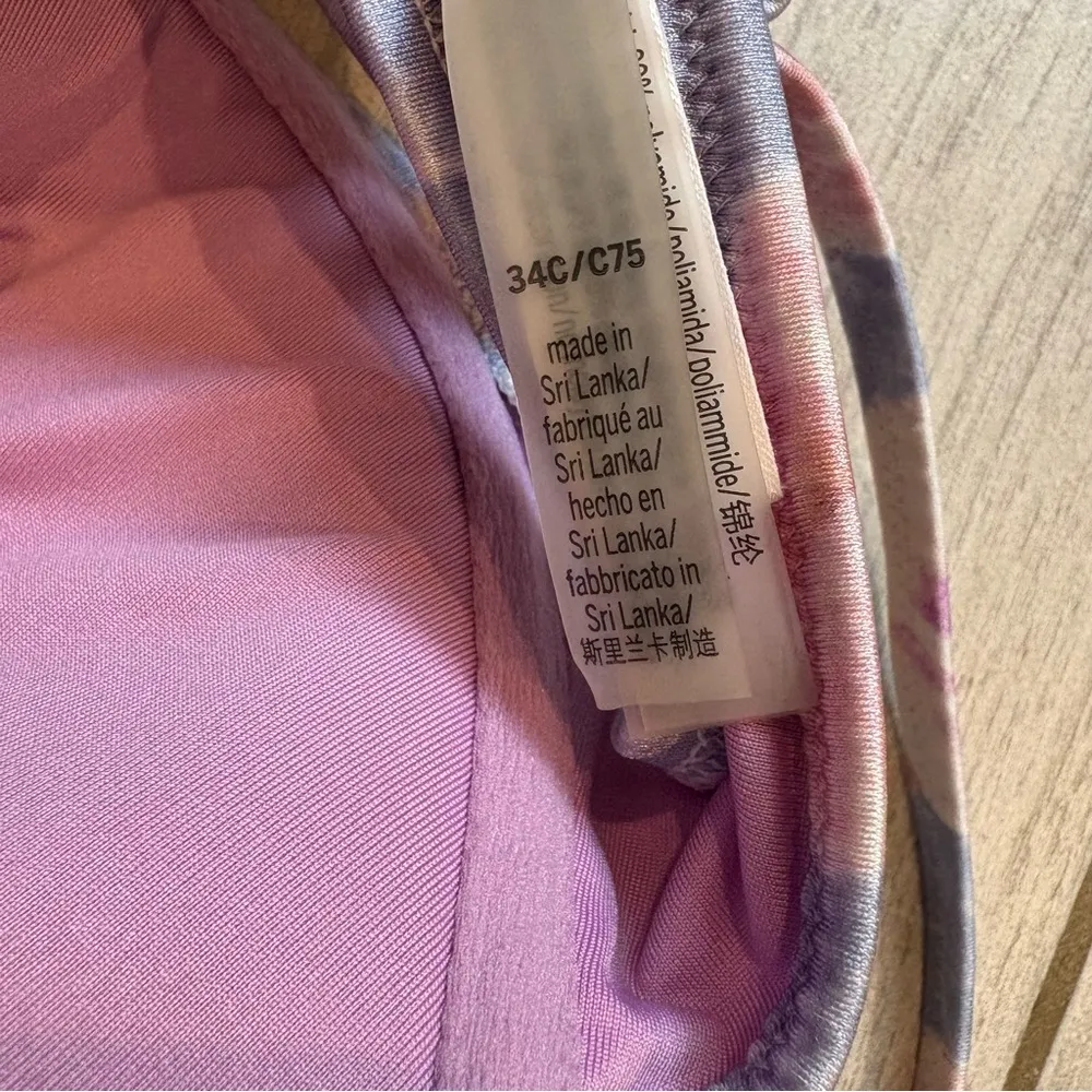 Victorias Secret Swim Bikini Top Purple Floral Underwire Sling, Sz 34C - Image 13