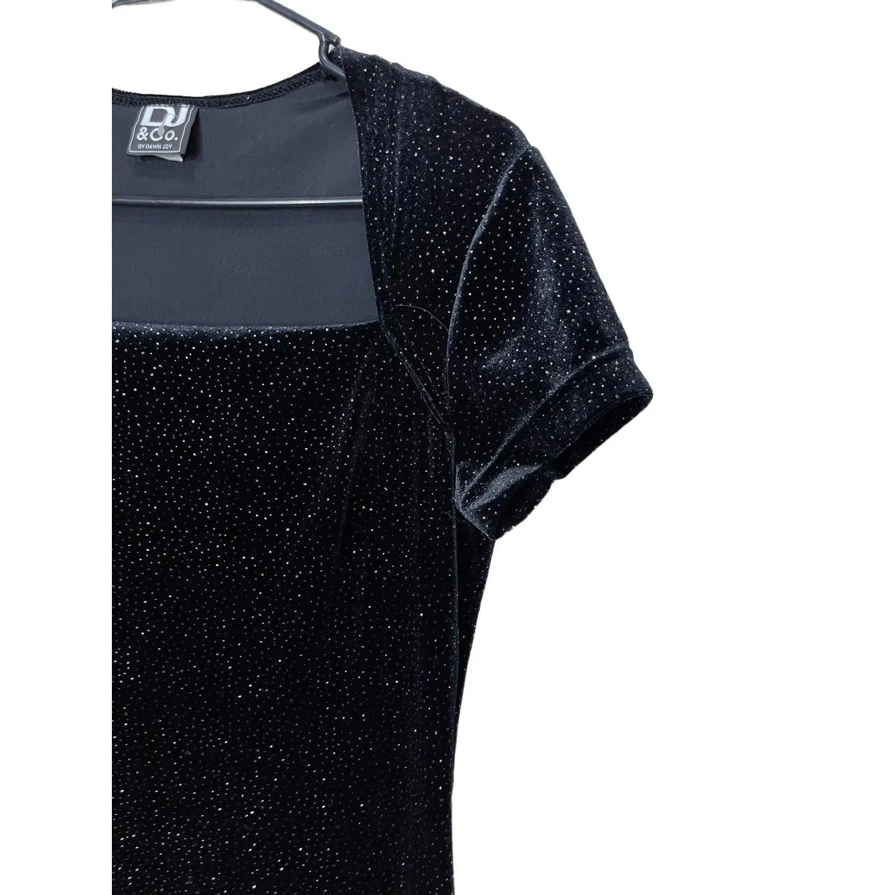 Dawn Joy Dress Black Vintage Maxi Velvet Square Neck Short Sleeve Formal Elegant Size 10 - Image 4