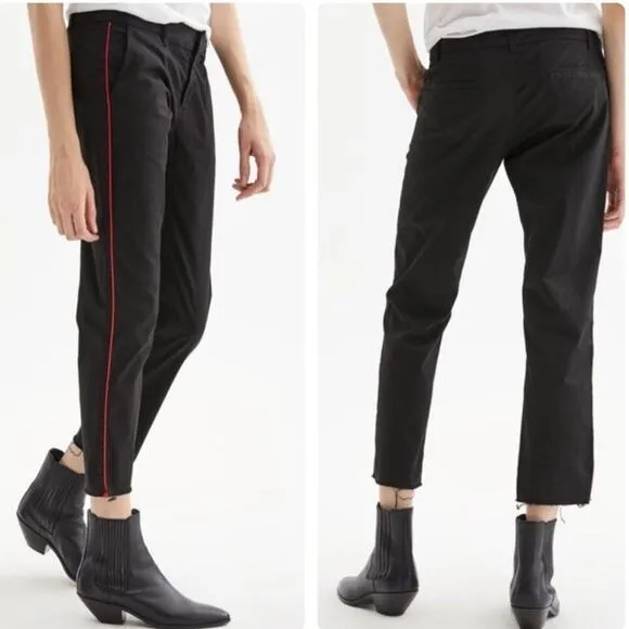 Nili Lotan Jenna Pant with Piping JET BLACK with RED PIPING Size 6 - Image 2