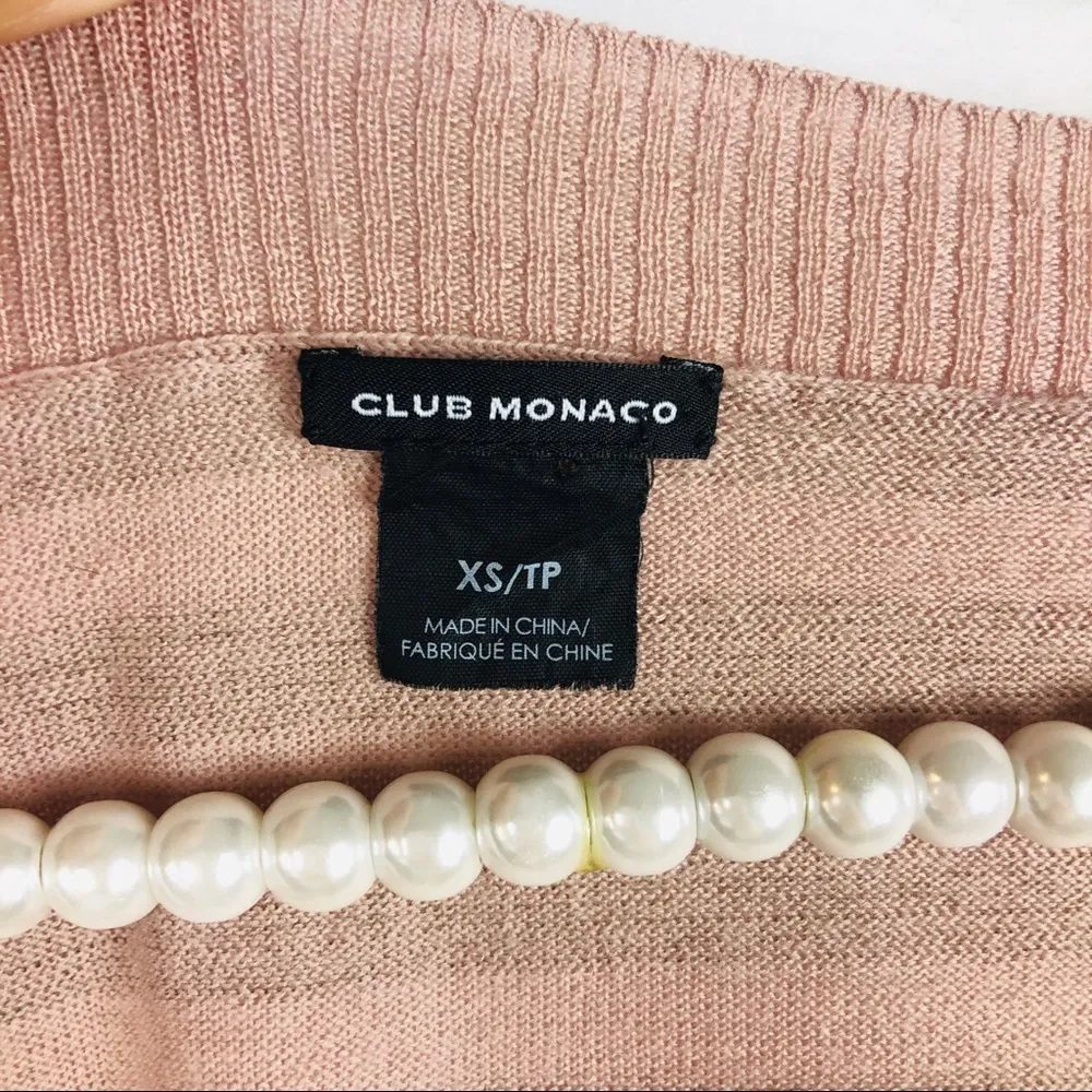 CLUB MONACO | Long Sleeve Stripped V-neck Top - Image 3