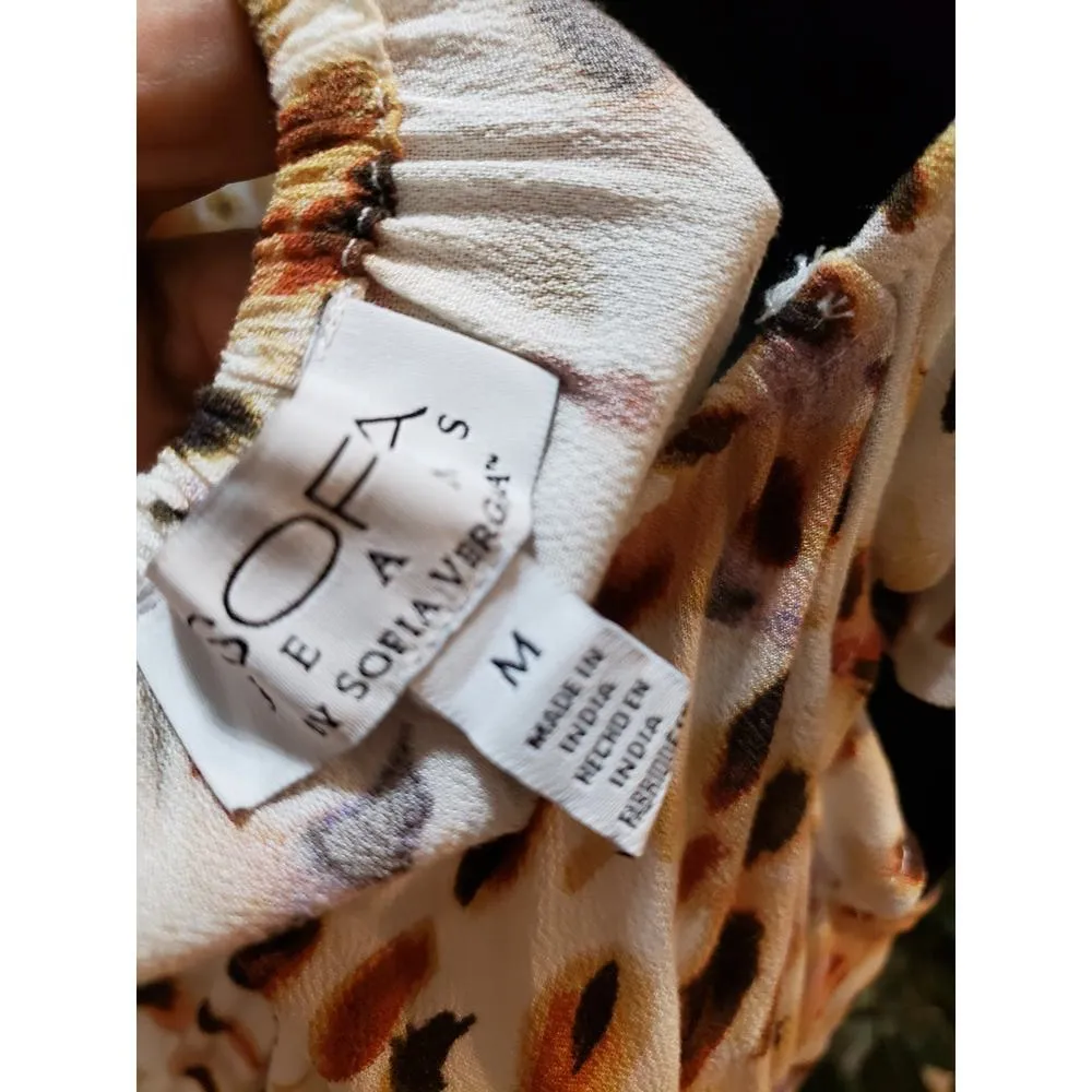 Sofia Jeans by Sofia Vergara Maxi Dress Women Medium Ivory Ruffle Trim Tie Front - Image 2