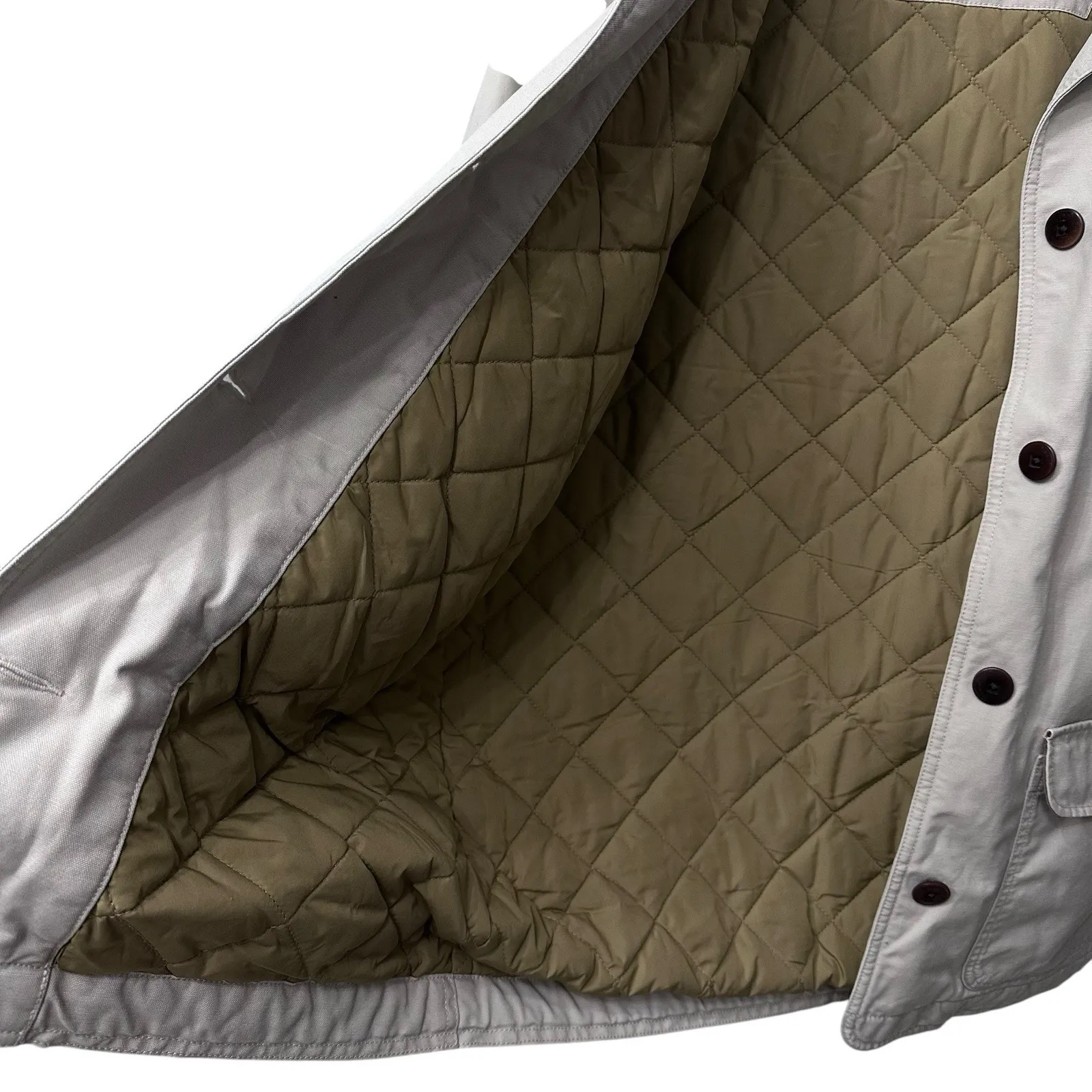 L.L. Bean Barn Coat Jacket Womens Beige Chore Quilted Lining Work Size Large Tan - Image 6