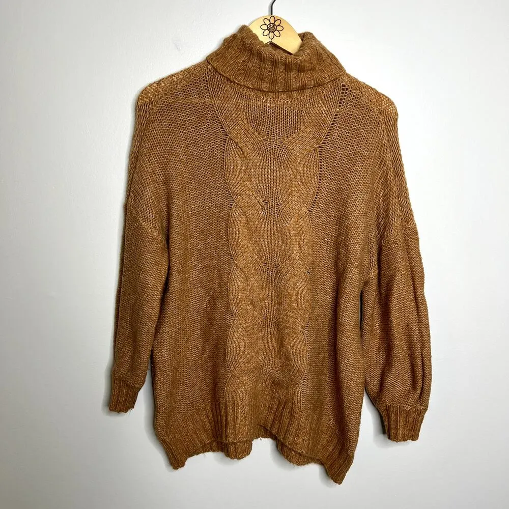 Aerie Wool Bronze Chunky Knit Turtleneck Sweater - Image 4