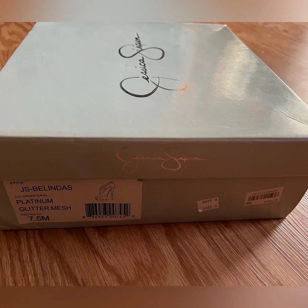 Jessica Simpson Belindas Platinum Glitter Sheer Mesh Heels 7.5 - Image 8