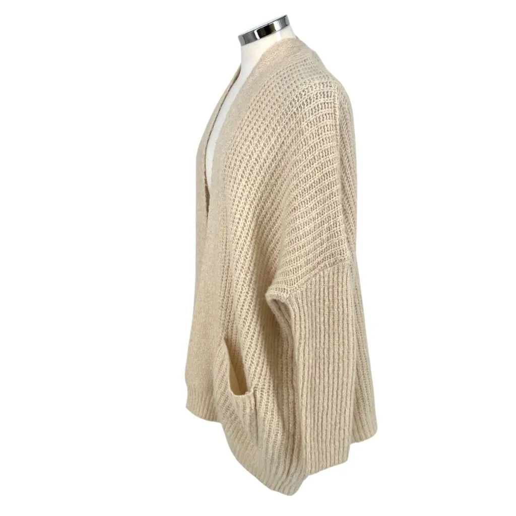 Dreamers Chunky Open Front Knit Cardigan Sweater Cream Size Medium - Image 4