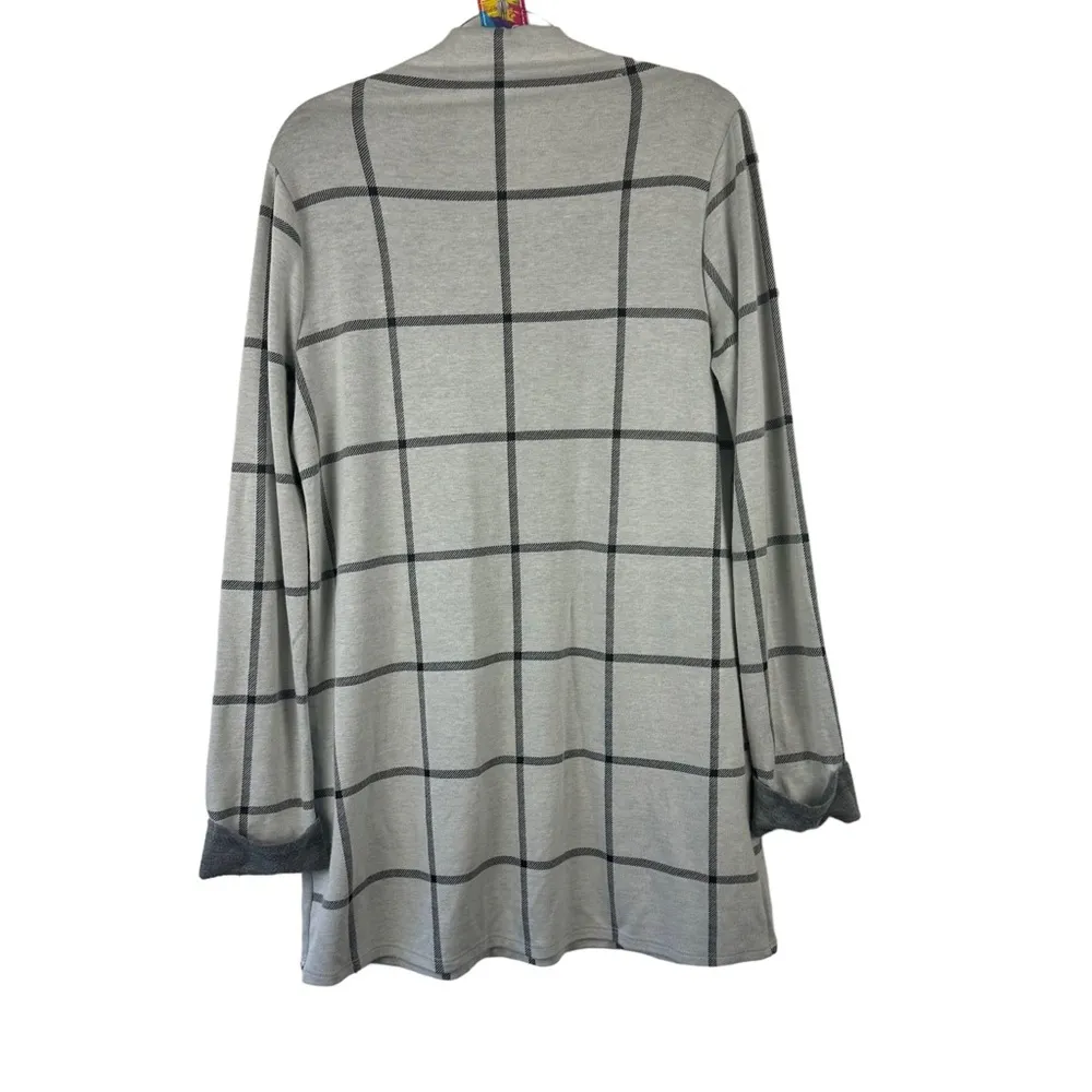 ANTHROPOLOGIE POSTMARK Windowpane Sweater Tunic Mini Dress Plaid‎ Medium M Gray - Image 6
