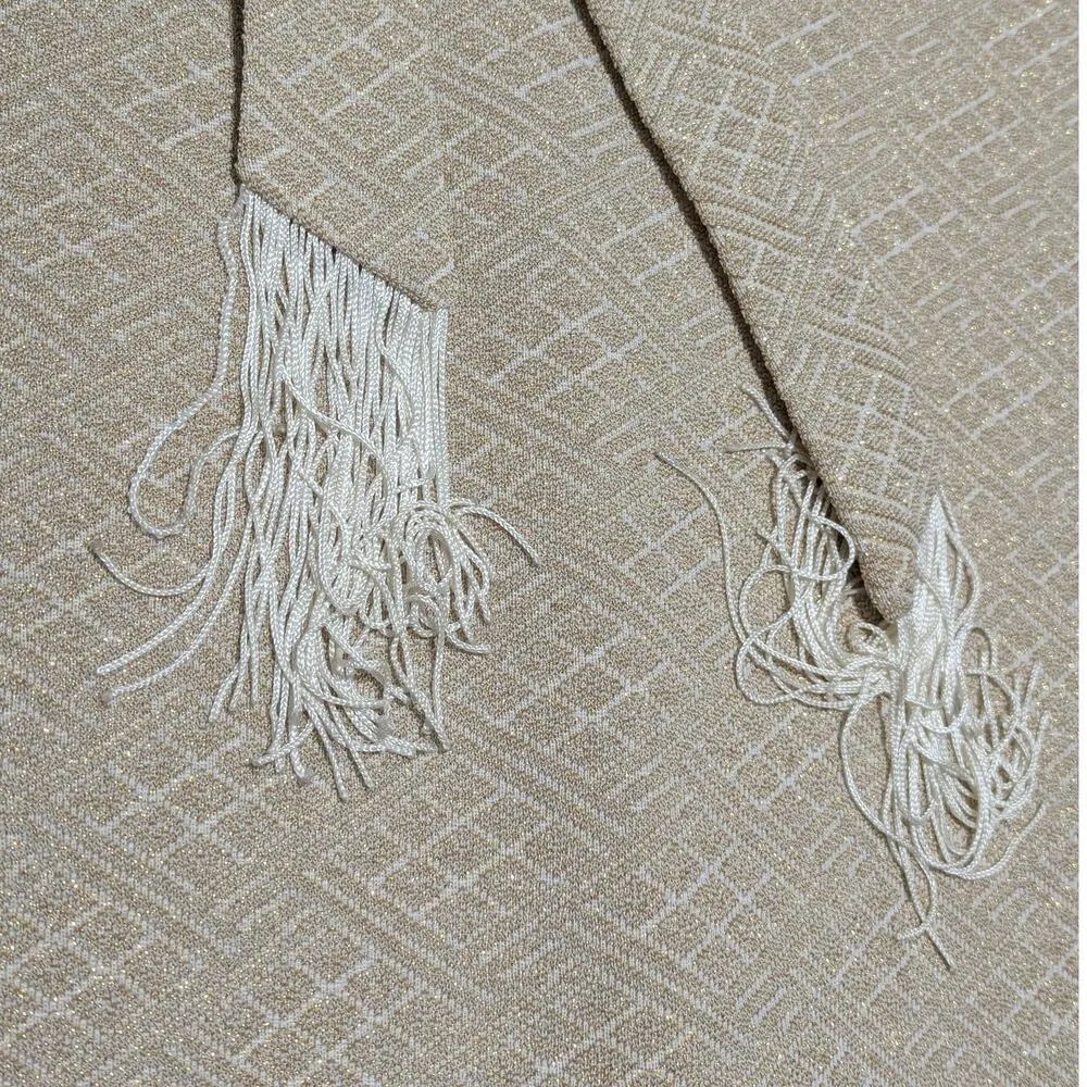 Vintage Metallic Belted Fringe Mini Dress Sleeveless Toni Todd Glam Date Night Gold Size 12 - Image 7