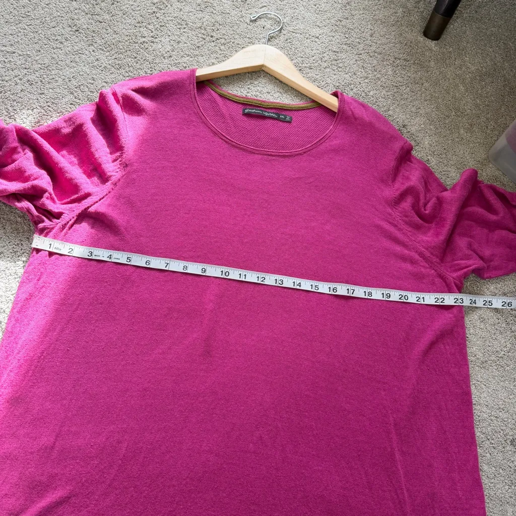 Gudrun Sjoden Women’s 100% Linen Knit Tunic Top Longsleeve Lagenlook in Pink XXL - Image 11