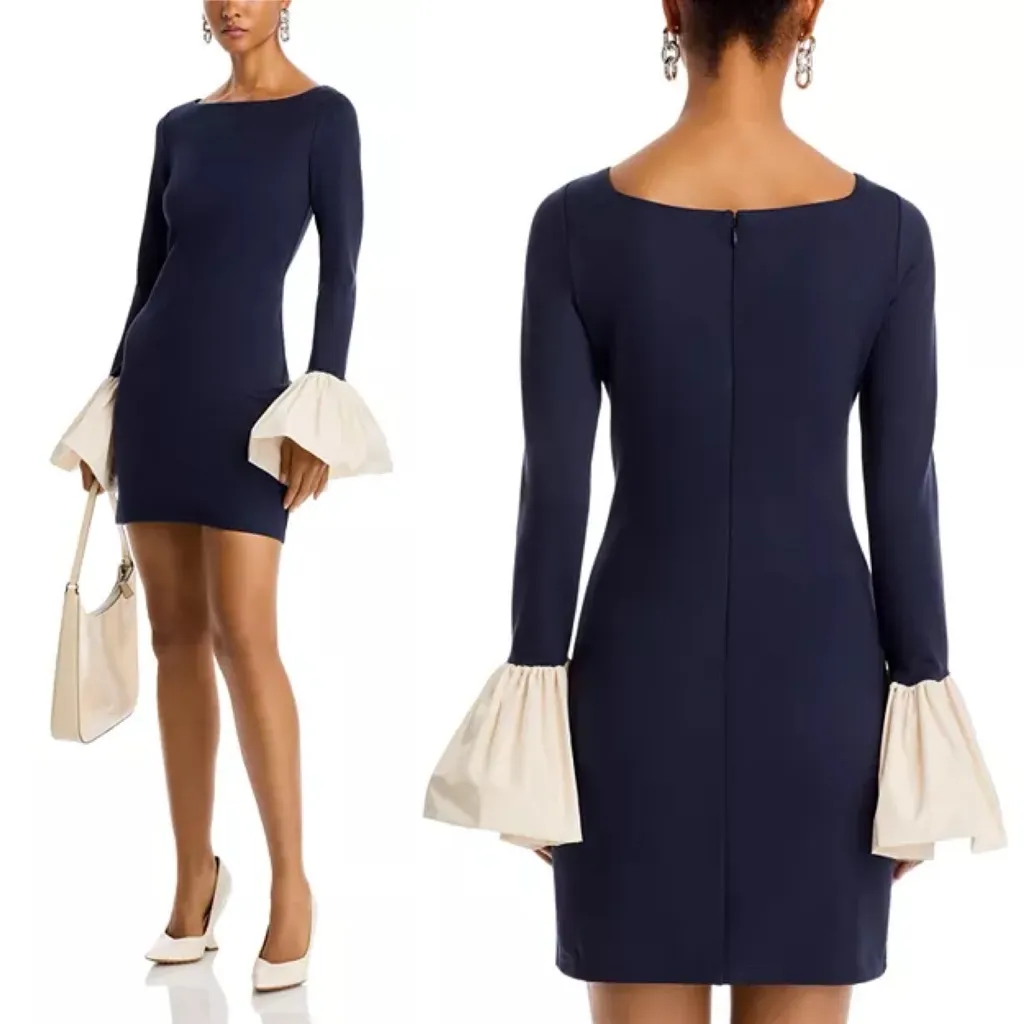 NWOT STAUD Hawthorne Dress in Navy Ivory Size Small - Image 2