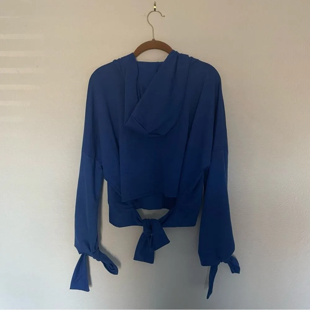 Cobalt Blue Hoodie Top with a tie back Size M - Image 5