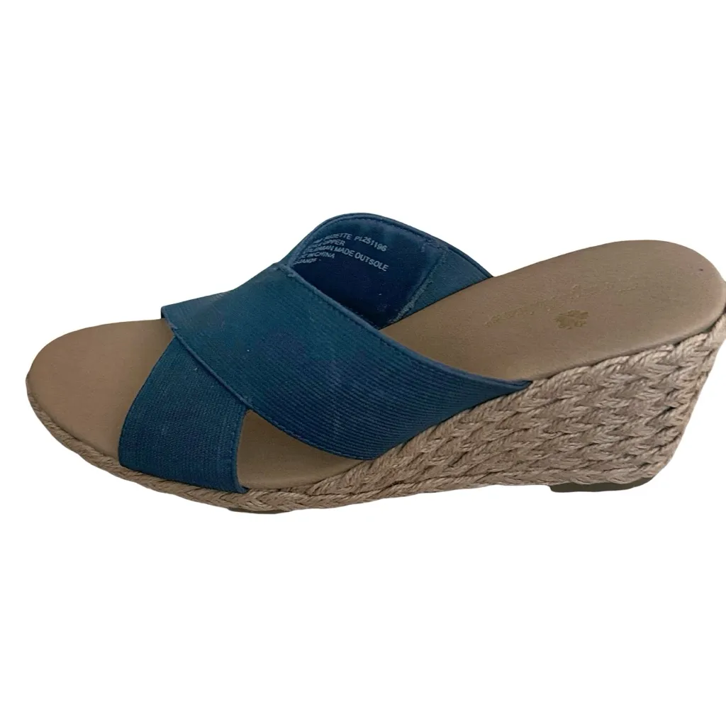 Tommy Bahama "Suzette" Navy Blue Espadrille Jute Wedge Open Toe Sandals - Image 2