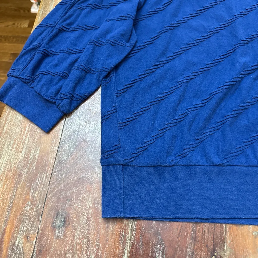 Anthropologie Saturday Sunday Blue Crew Neck Textured Puff Sleeve Tee Large - Image 3