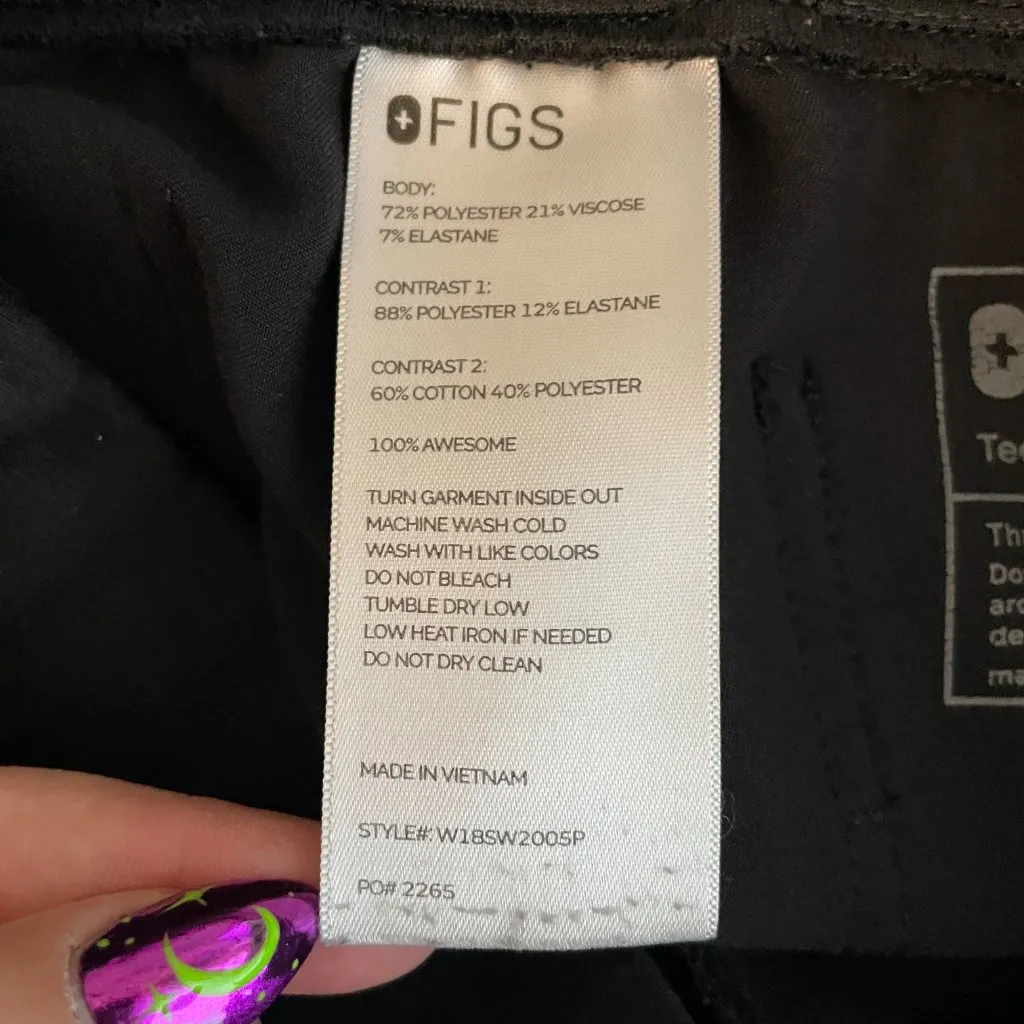 Figs Women Petite XSP Black Zamora Jogger Scrub Pants Pockets Yoga Waistband - Image 9