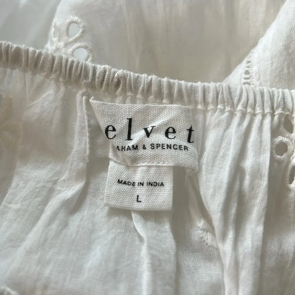 Velvet by Graham & Spencer Gracie Cotton Eyelet Dress in White, Size L NWT $216 White Size L - Image 5