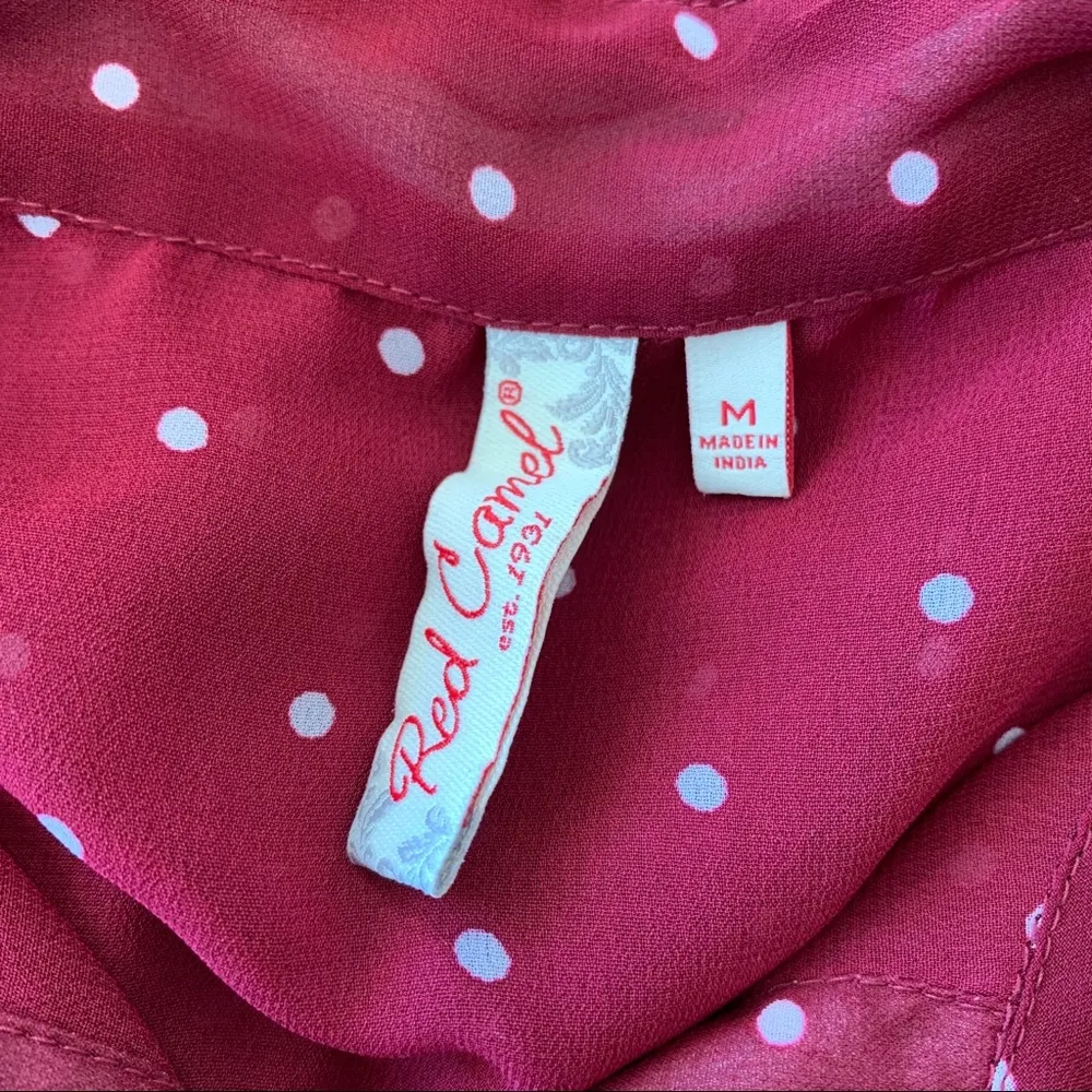 Red Camel  Sheer High Low Babydoll Top Blouse M - Image 8