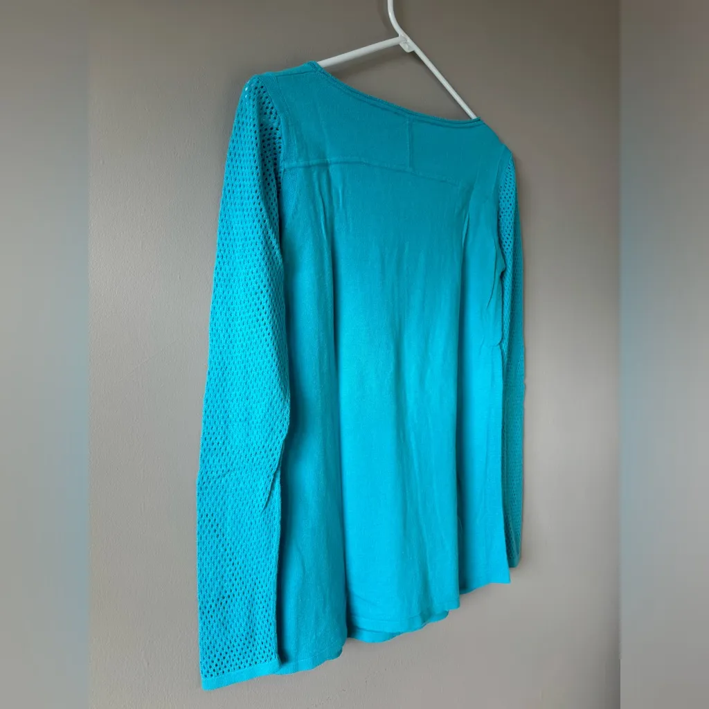 T Tahari Women’s Sea Blue Cashmere/Cotton Blend Long Sleeve‎ Top Size S - Image 5