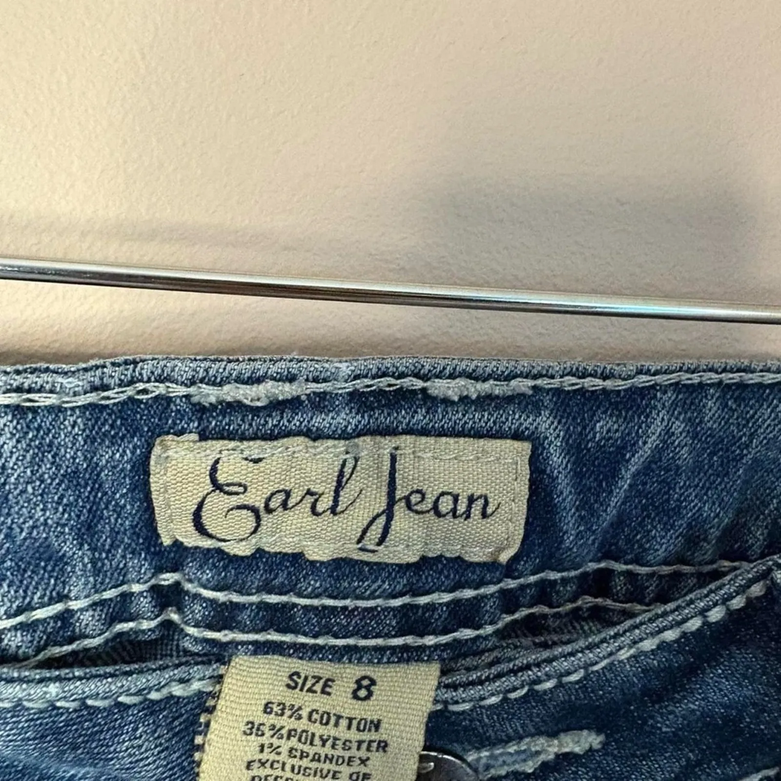 Vintage 2000s Y2K rhinestone embellished straight leg Earl jeans size 8 Blue - Image 6