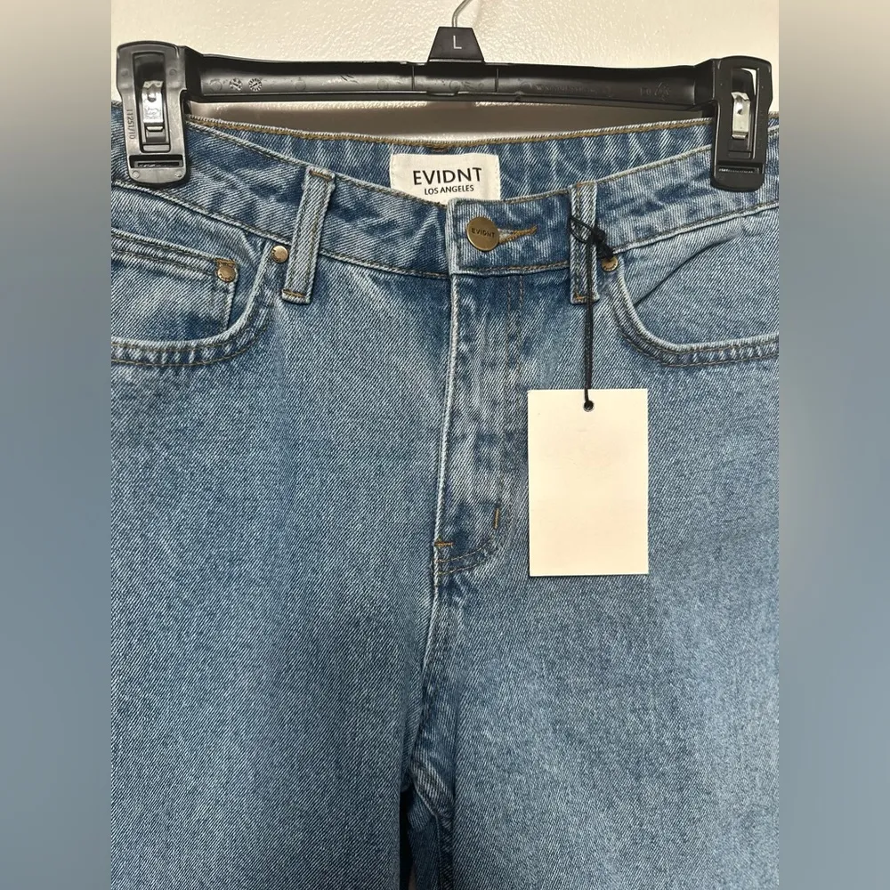 anthropologie Evidnt Los Angeles NWT Cropped Jagged Frayed Hem Jeans Size 27 Blue - Image 3