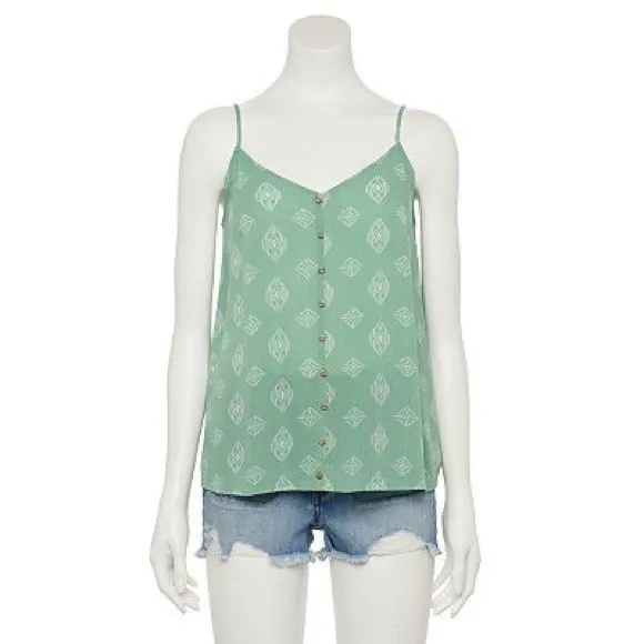 SO Juniors Button Front Aztec Print Sleeveless Tank Top - Image 24