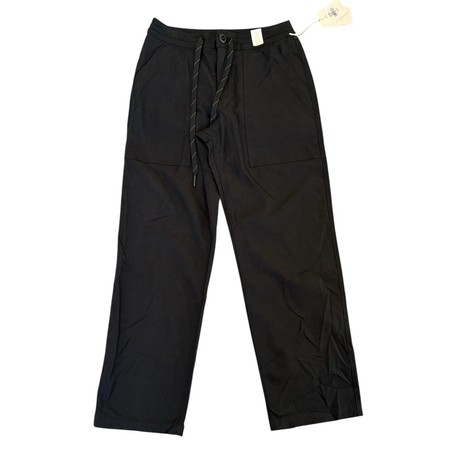 Roark The Layover Pant Straight Black Cotton Drawstring Pockets Women’s 27 NEW - Image 3