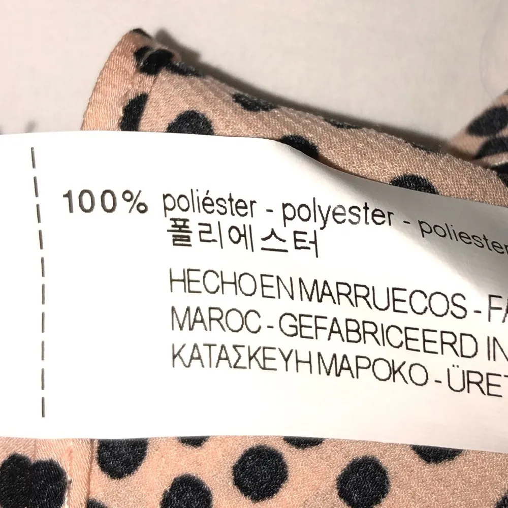 Zara Basic Asymmetric Ruffle Blouse Size M Long Sleeve Polka Dot Pink Black - Image 10