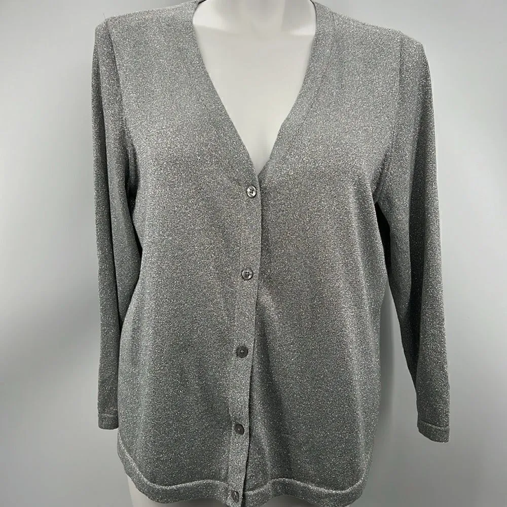 Avenue holiday 5 button silver shimmer cardigan 18/20 - Image 2