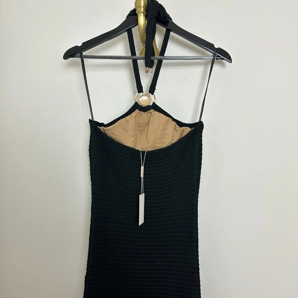 JLUXLABEL Aqua Overseas Halter Maxi Dress in Black Size Medium NWT - Image 7