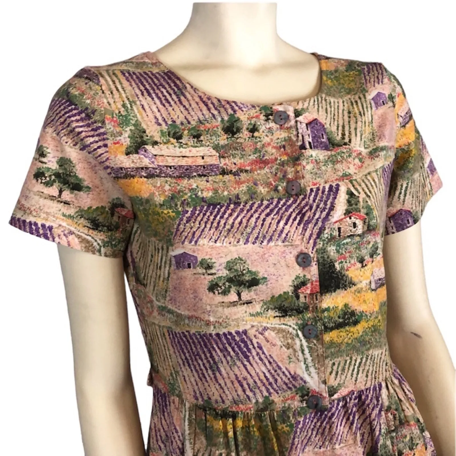90s Designs by Margaret for O’Shea’s market Ireland, Countryside print dress 6 - Image 3