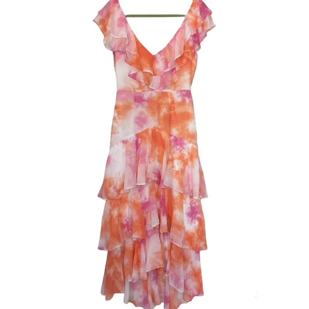 Wayf Chelsea Tiered Ruffle Maxi Dress In Passion Tie Dye Size Small - Image 3