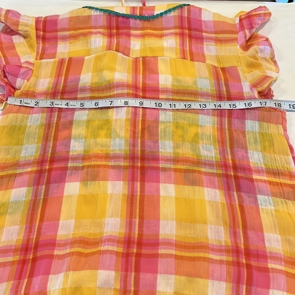 THML - Anthropologie Blouse Top Size S Teal Embroidered Top lightweight Colorful - Image 15