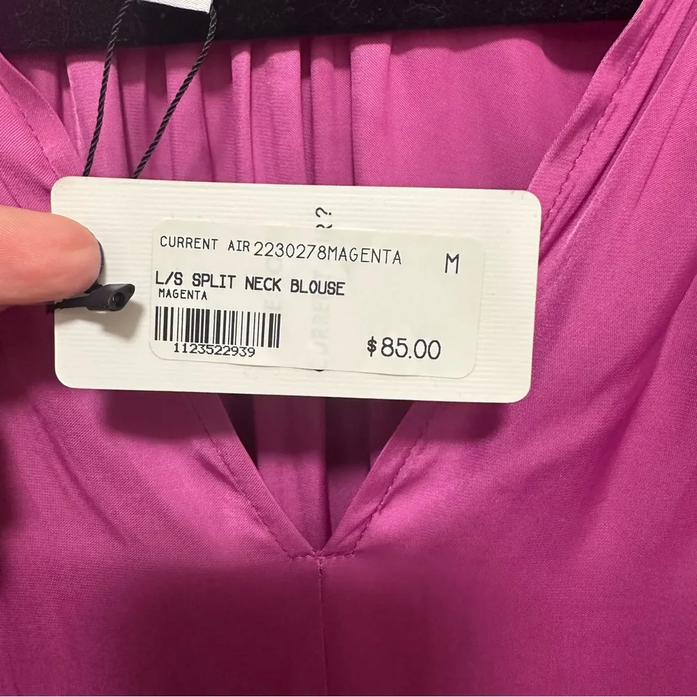 Current Air Top Women's Long Sleeve Blouse Split Neck Magenta Size Medium - Image 4