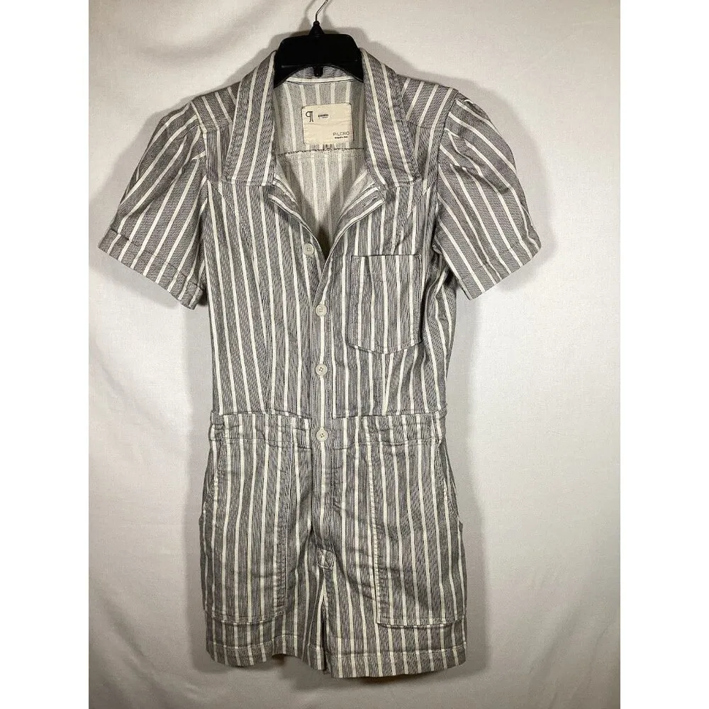 Anthropologie Pilcro Women's The Kit Utility Romper Grey Shorts US 14 Lagenlook - Image 4