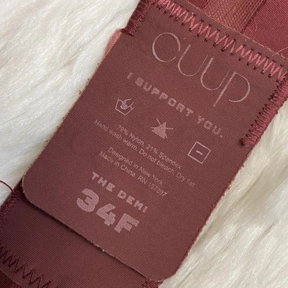 Cuup The Demi Spacer Underwire Bra Dark Red Size 34F - Image 3
