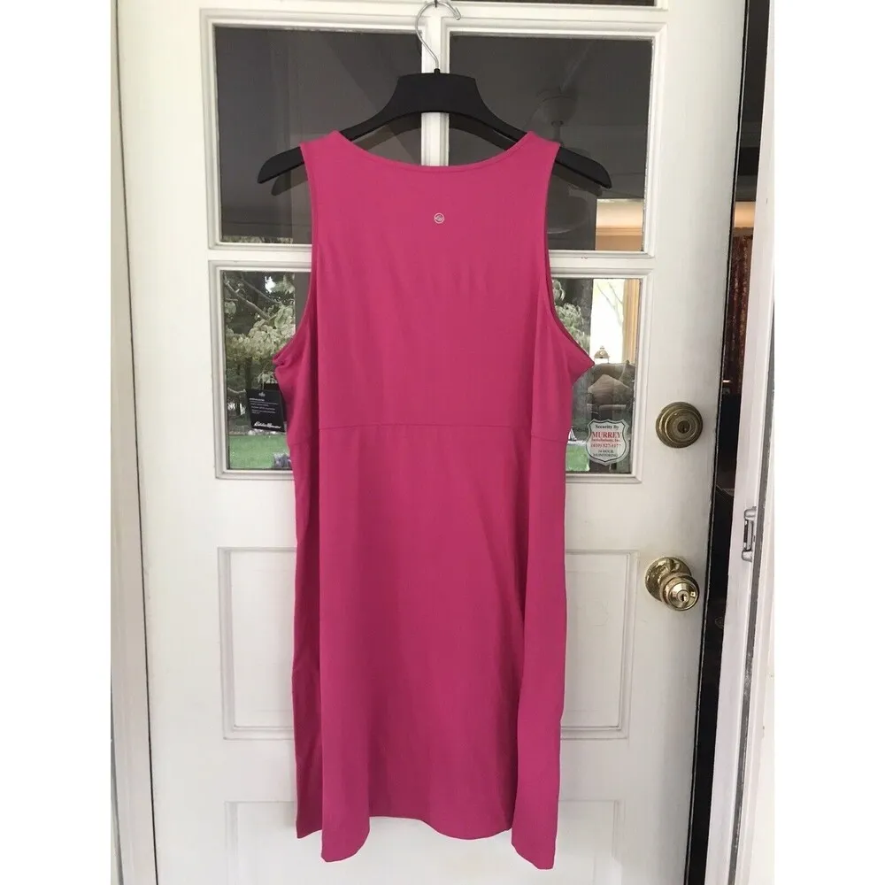 Eddie Bauer Aster Dress Sleeveless Empire Waist XL Bright Pink Poly Spandex G4 - Image 4