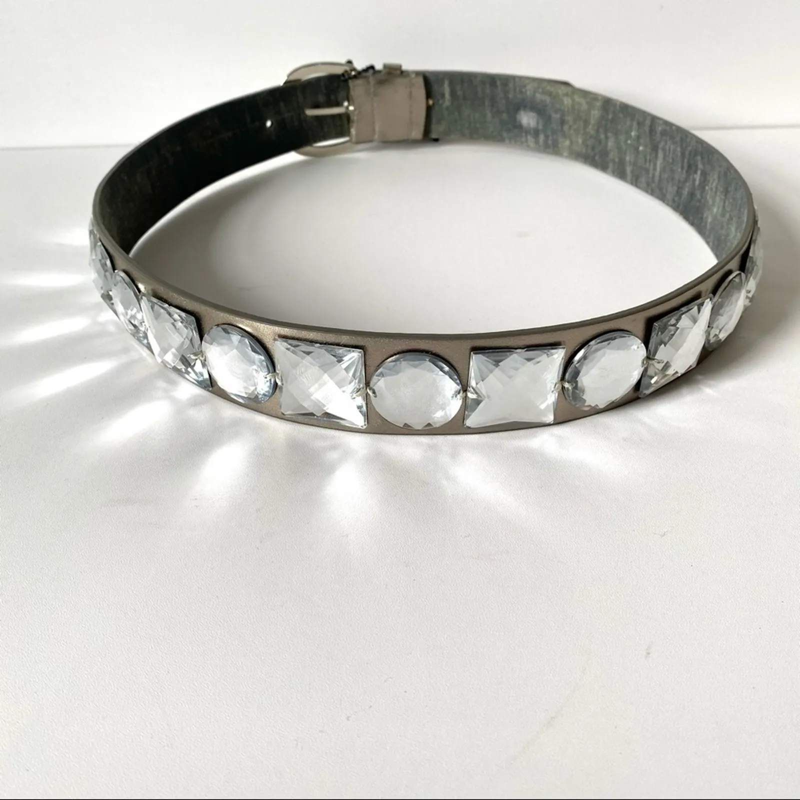 Steve by Steve Madden Silver Bejeweled Belt Medium - Image 3