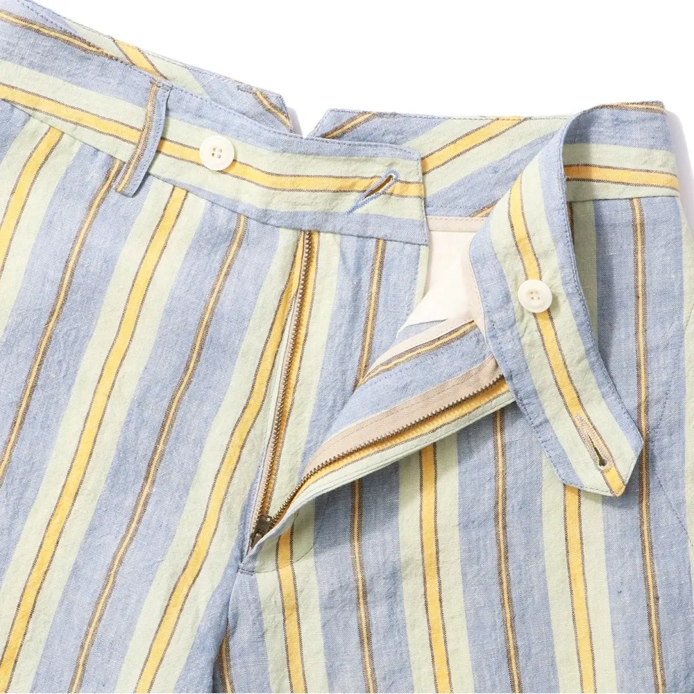 Nicholas Daley Linen Striped Trousers in Blue/Mustard, Size 34 NEW w/Tag $650 Blue - Image 7