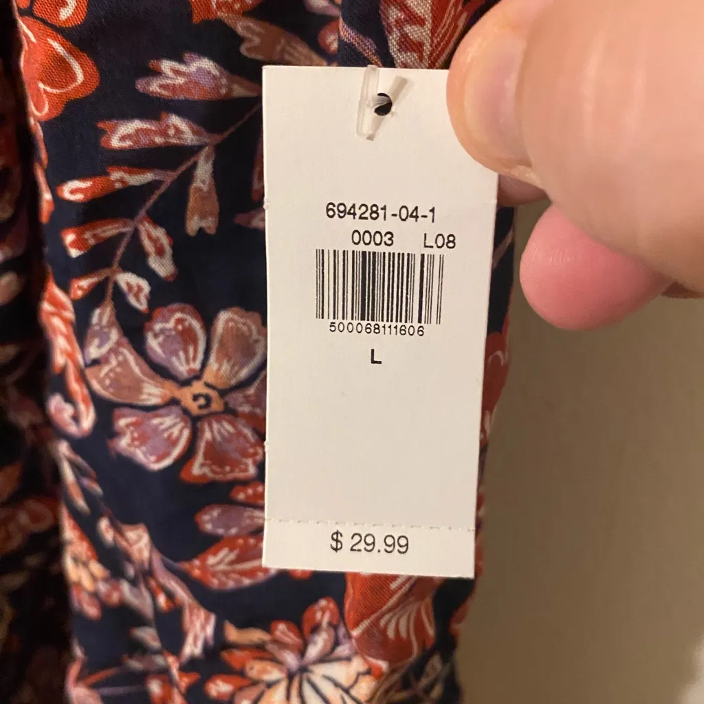 New NWT‎ Old Navy Floral Paisley Pink Purple Tie-Waist Blouse Size Large - Image 2