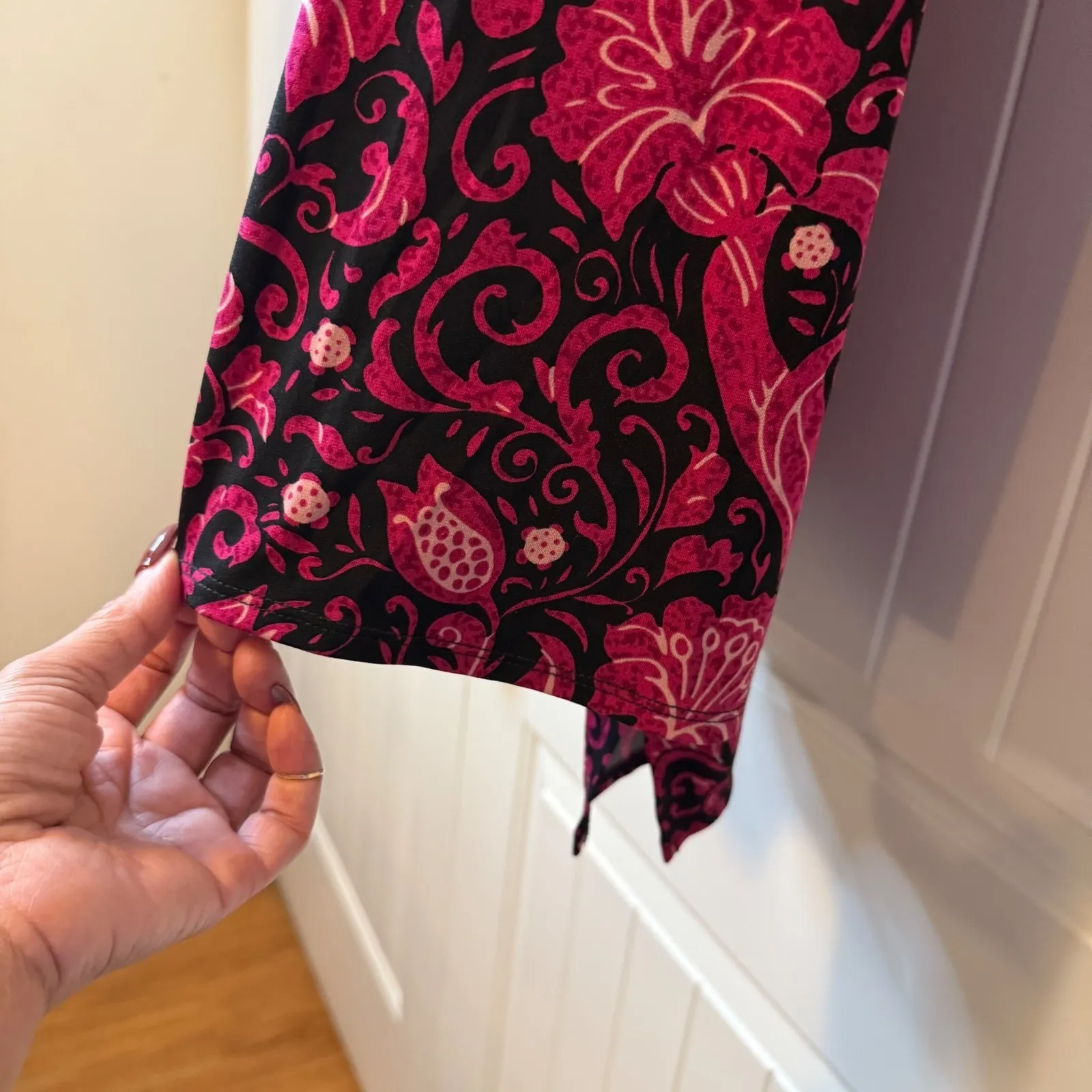 Chaus Floral Paisley Tunic Long Sleeve Keyhole‎ Neckline Blouse Bohemian Sz XL # - Image 7