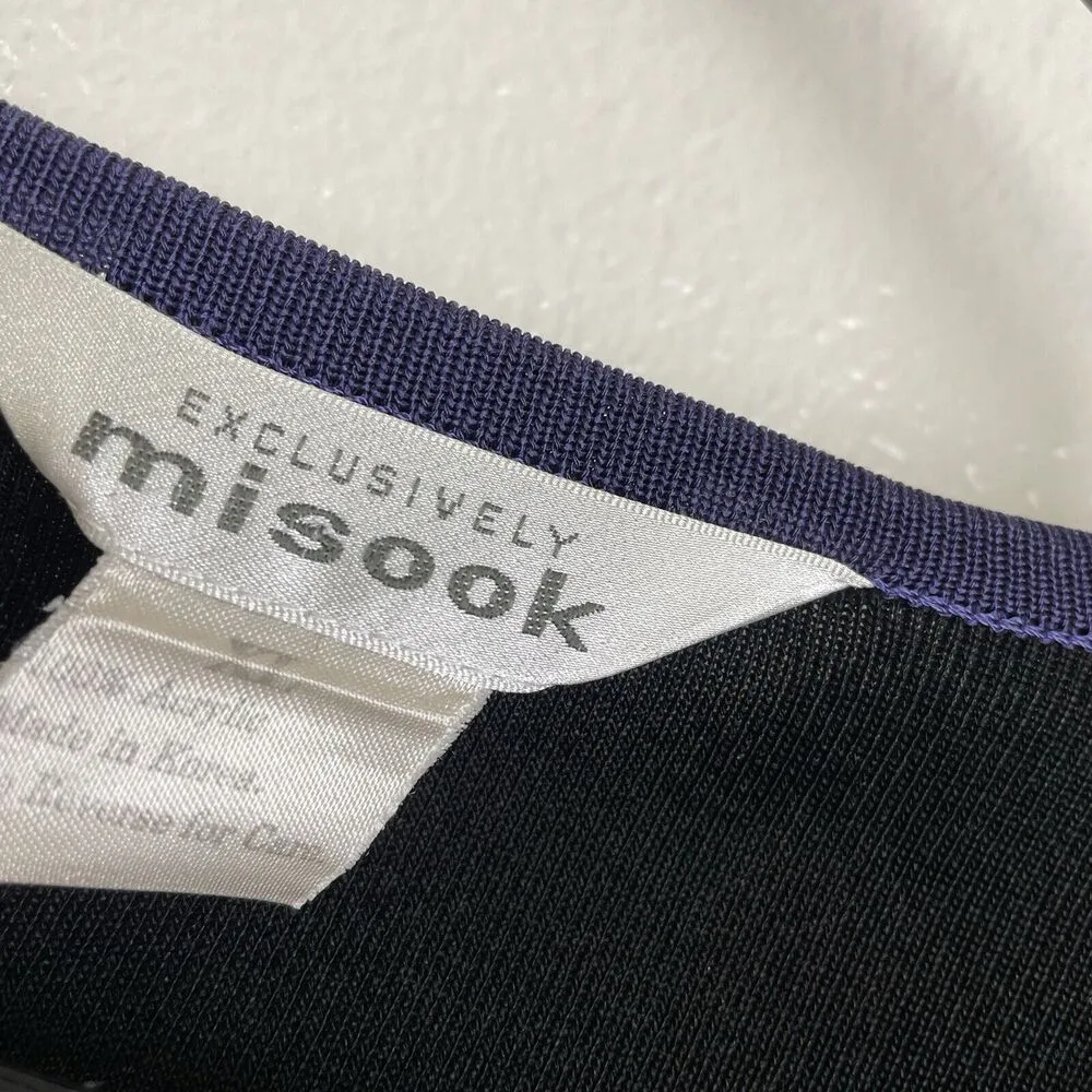 Misook Cardigan XL Sweater Top Black Womens Button Up Knit Purple Career - Image 12