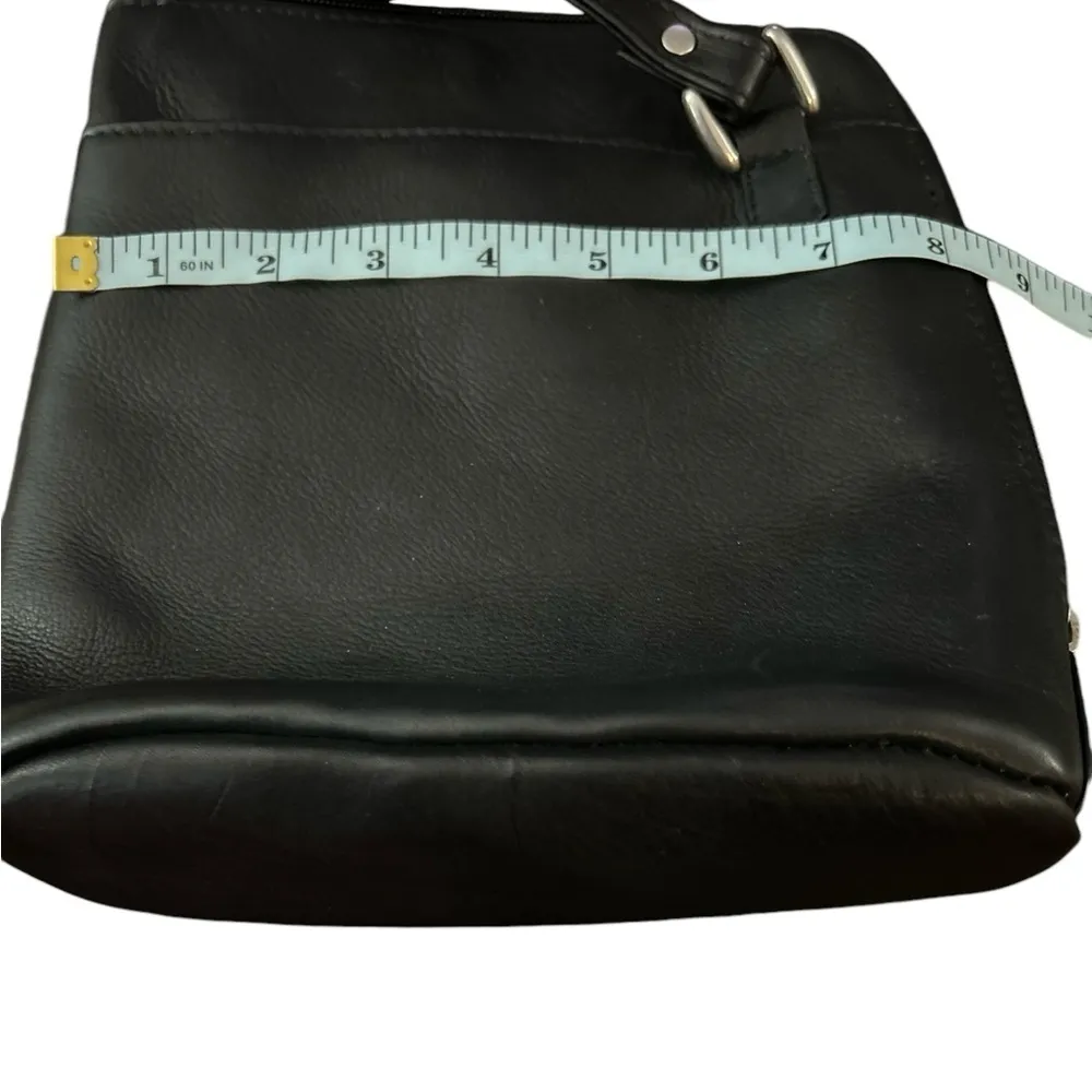 Le Donne Women's Black Leather Shoulder Bag Adjustable Strap Casual - Image 8