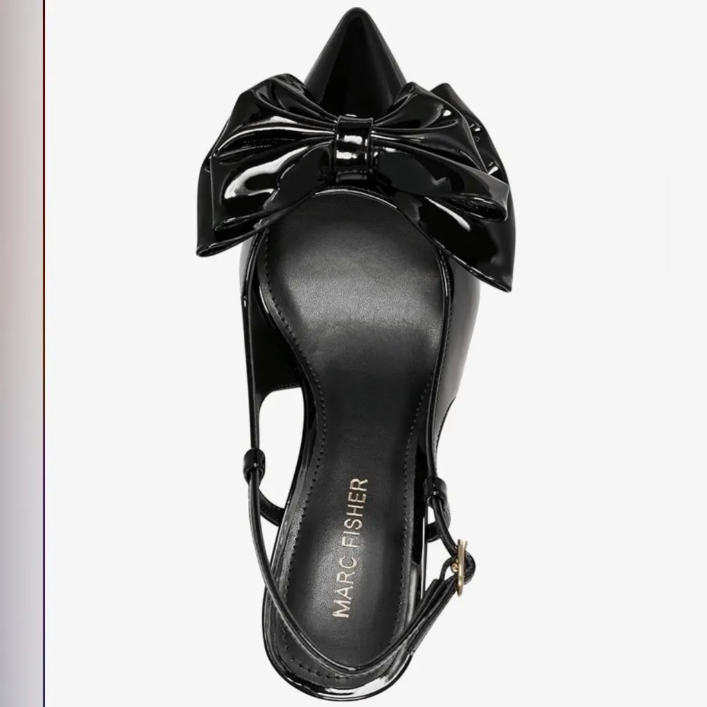 NEW Marc Fisher Black Vegan Patent Leather Pointy Toe Arzia Pump 8.5 $89 - Image 2