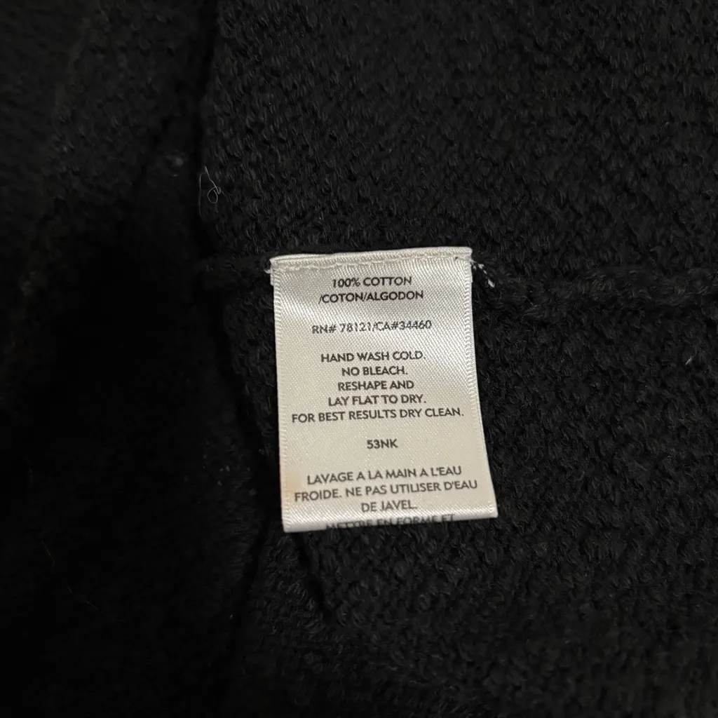 Eileen Fisher Women Cotton Short Cap Sleeve V-Neck Tee Vest in Black Size Large - Image 10